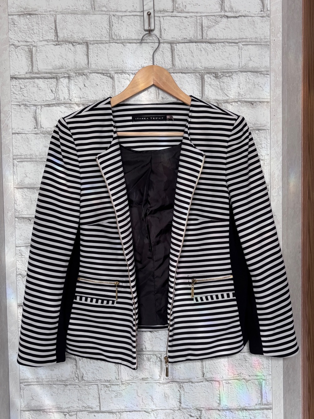 Ivanka Trump Black and White Striped Blazer Jacket
